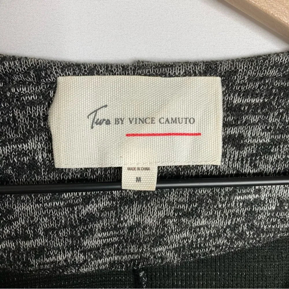Two by Vince Camuto Moto Sweater Medium Gray Black
